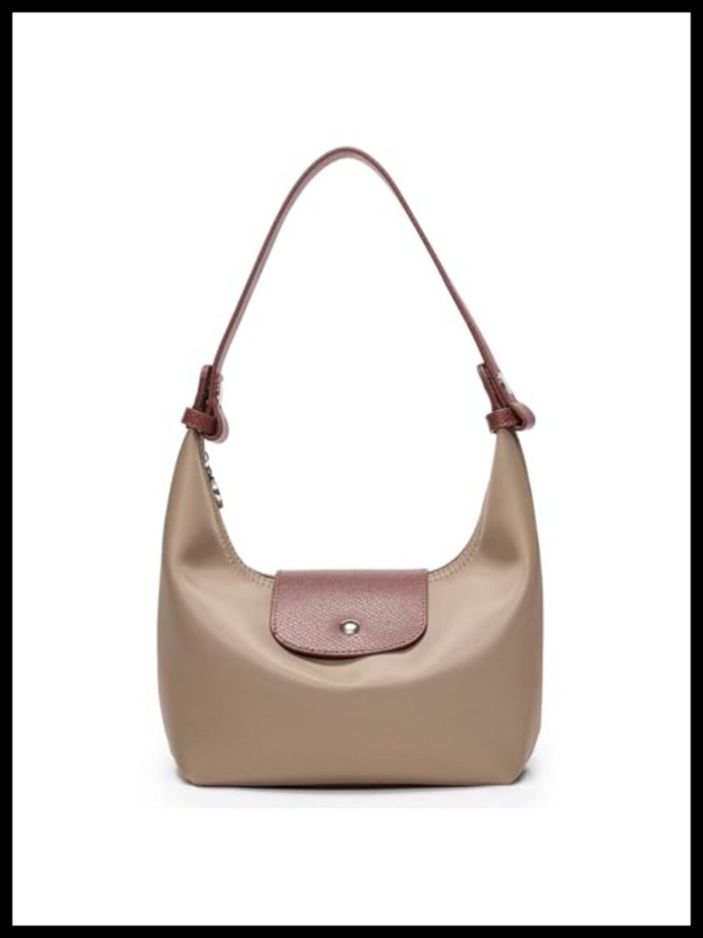 Nylon Convertible Crescent Crossbody Bag with 2 Straps, Lightweight Nylon